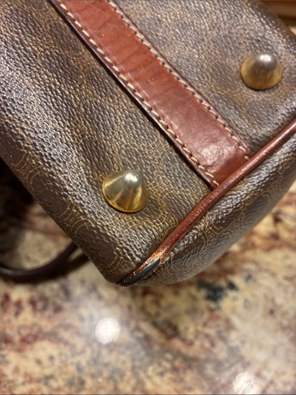 Celine Brown Monogram unisex Duffel with Tan Leather Trim - Picture 9 of 10